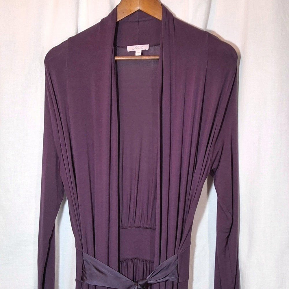 Fleur't Maxi Wrap Robe Womens S/M Purple 40s Silhouette Pockets Sash Vintage